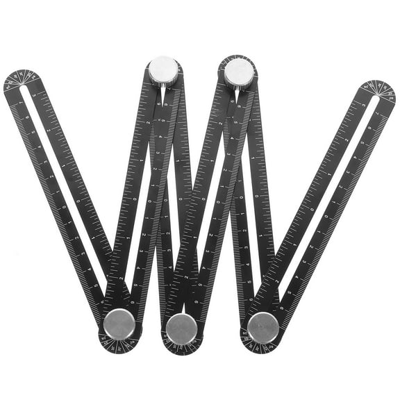 FRCOLOR Multi Angle Tool Six Sided Universal Ruler Tile Holes Measure Ruler Aluminum Alloy Metal Locator for Craftsman Handyman Builders Carpenters,12.2"X0.24"X0.45"