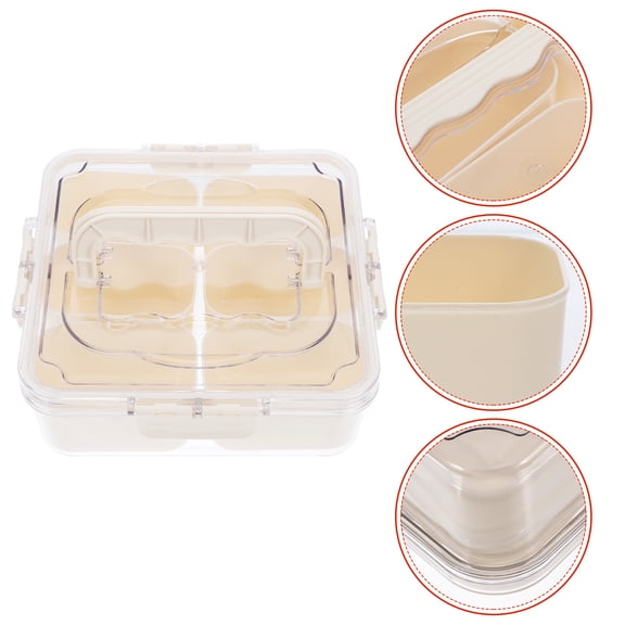 LABSERRON Reusable Portable Fridge Storage Box with 6 Compartments, Beige Organizer Container for Kitchen and Home