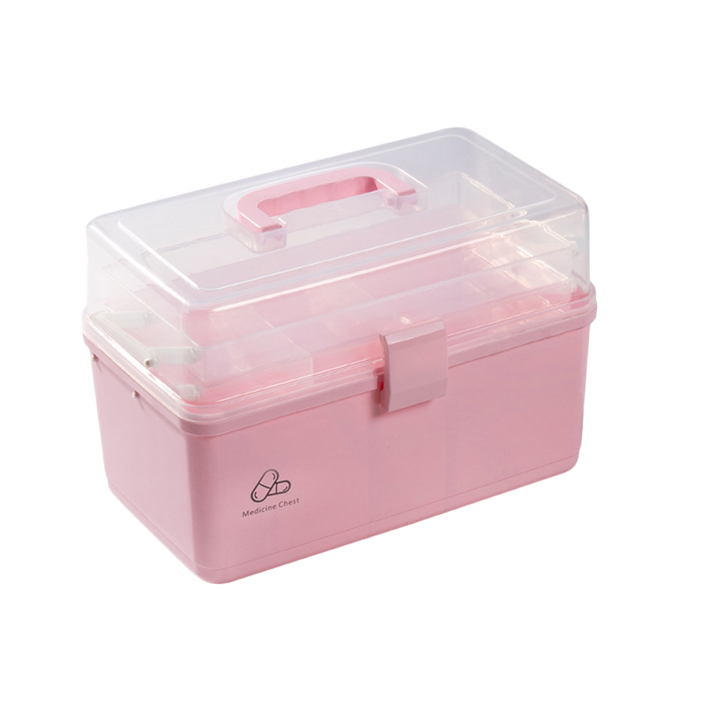 FRCOLOR Multilayer Plastic Box Portable First Aid Medicine Case