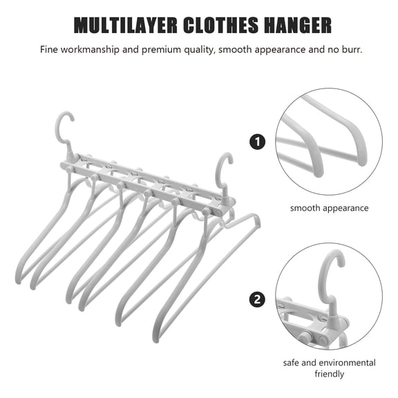 LABSERRON Foldable Clothes Hangers Multifunctional Space Saving Pants Rack Grey Plastic 1Pack