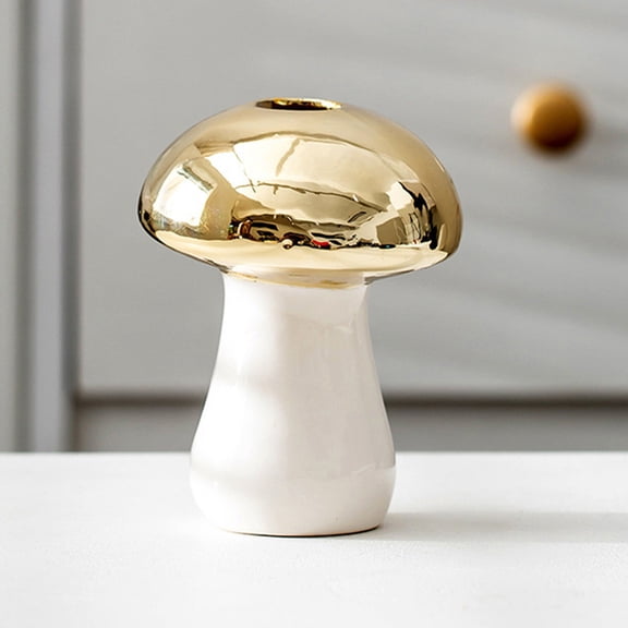 FRCOLOR Mushroom Colorful Ceramic Vase 11.50X9.00X9.00CM Golden