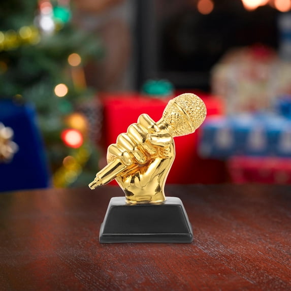 FRCOLOR Music Trophy Ornaments Golden Microphone Award Mini Small Student