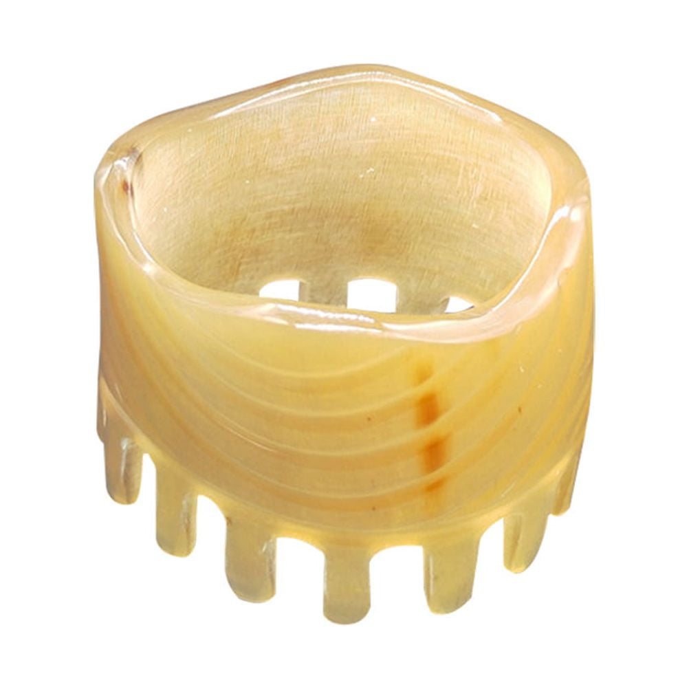 FRCOLOR Natural Horn Comb Portable Massage Hair Smoothing Comb Wide