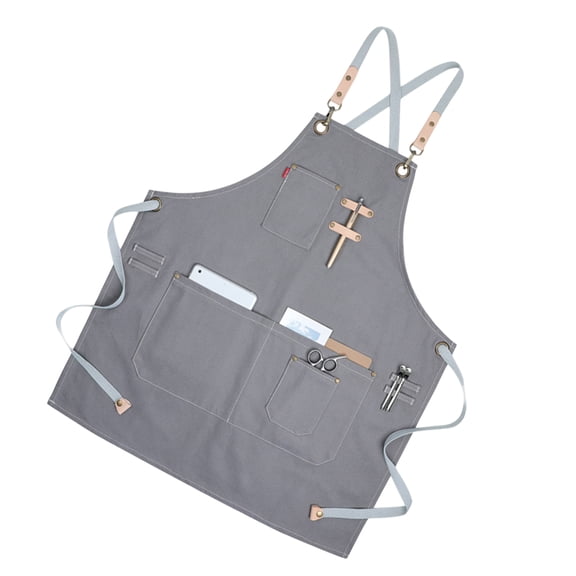 FRCOLOR Nordic Industrial Style Canvas Apron Adjustable Serving Halter Aprons with Pockets for Restaurant Cafe Barbecue