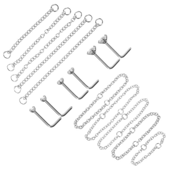 FRCOLOR Nose Set for Women, Piercing Jewelry with Chain and , Stainless Steel Nose Piercing Accessories