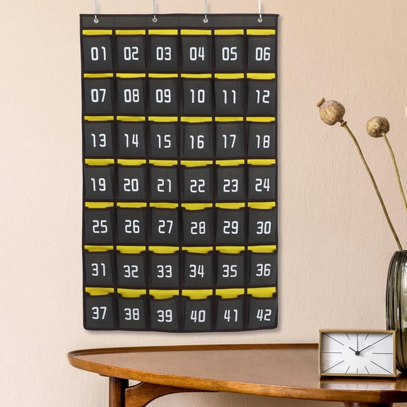 FRCOLOR Cell Phone Numbered Pocket Chart Hanging Bag in Dark Grey Non Woven Fabric for Organized Storage