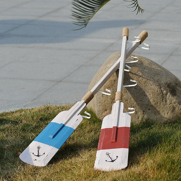 FRCOLOR Oar Decor Wooden Wall Decoration with Hooks for Retro Style Living Room Multi Color Plastic 1 Pc