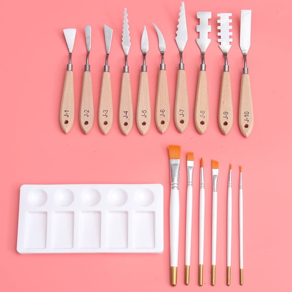 FRCOLOR Oil Painting Knives with Wood Handles for Art Painting and Mixing 6 Pieces Assorted Colors