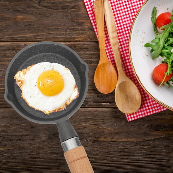 FRCOLOR Omelet Steel Small Frying Mini Square Skillet Egg with Lid Black