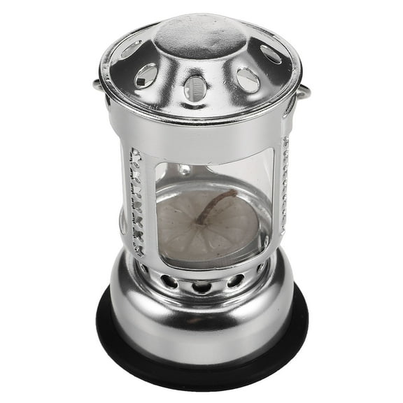 FRCOLOR Outdoor Camping Candle Lantern Aluminium Alloy Silver Hanging Lantern for Night Fishing Windproof and Portable Tea Light Candle Holder