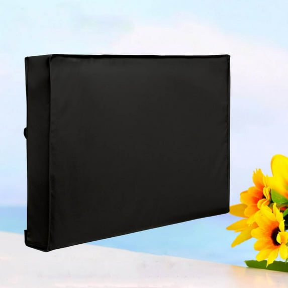 FRCOLOR Outdoor TV Cover for 40-42Inches with Bottom Cover Weatherproof and Material with Free Microfiber Cloth Protect Your (Black)