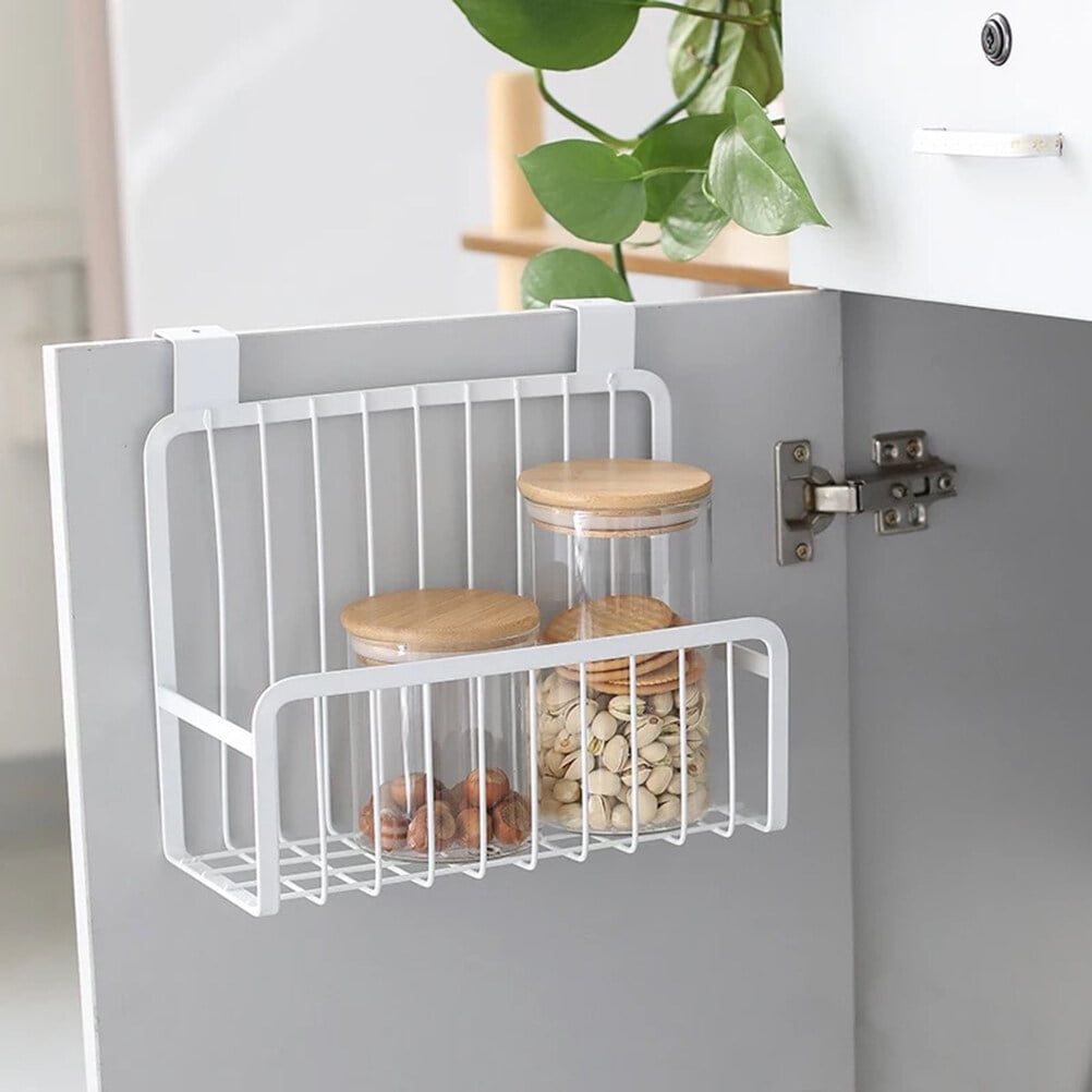 FRCOLOR Over the Cabinet Door Basket Hanging Kitchen Storage Bathroom Organizer Holder Nail-free Hanging Storage Rack for Condiments