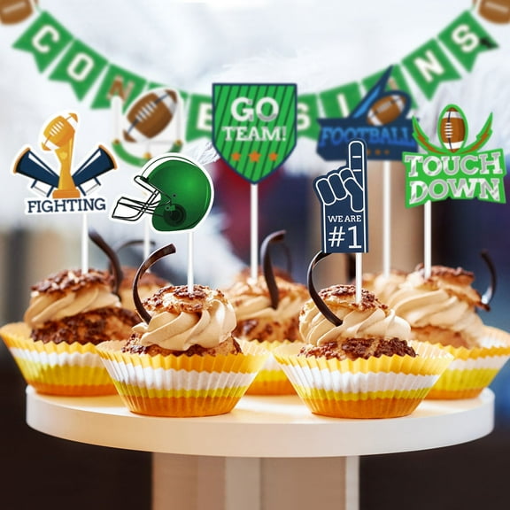 FRCOLOR PRETYZOOM 72PCS Football Cupcake Toppers Party Decorations Cake Topper Picks Toothpick Toppers