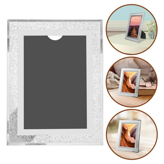 FRCOLOR Party Picture Frame Crystal Glass Photo Frame Lovers 20.00X15.00X0.50CM Silver