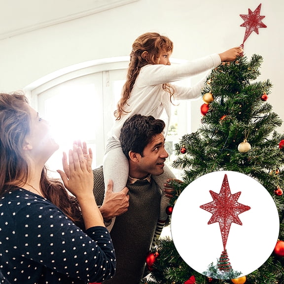 FRCOLOR  Party Tree Topper Metal Star Festival Treetop Christmas Decor Xmas Baby Red