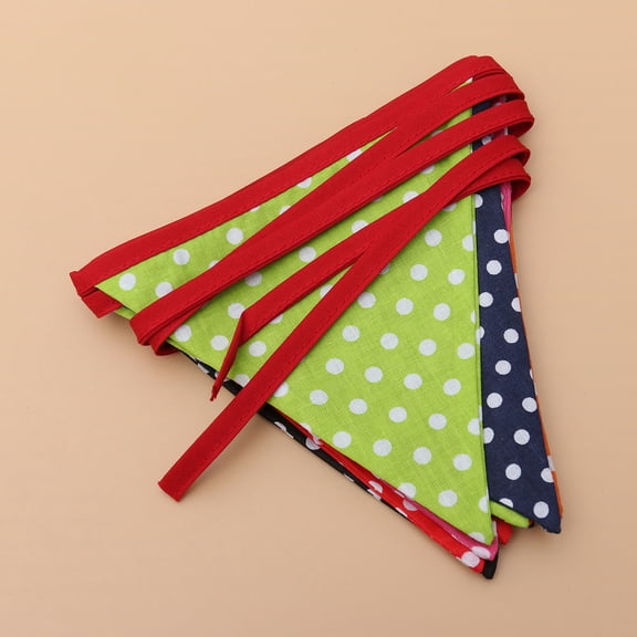 FRCOLOR Pennant Flags Banner White Dots Multicolored Bunting Garland 12 Triangle Flags Decoration for Wedding Birthday Baby Shower Prom Anniversary