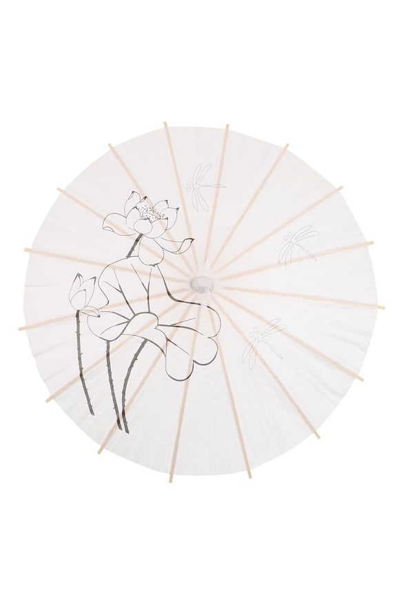 Decorative Paper Umbrella with Wood Handle, 1 Set - Unique Home Decor and Craft Accessory