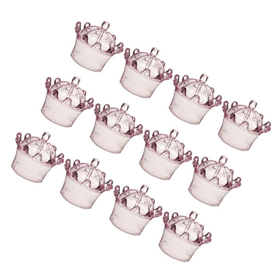 FRCOLOR Pink Crown Shaped Candy Boxes for Holding Candies Plastic Material Great for Kids Parties and Weddings 12 Pieces