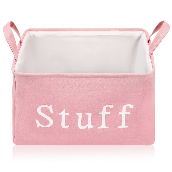 FRCOLOR Pink Fabric Storage Bin with Sturdy Handles for Closet Organization and Nursery Use 1 Piece