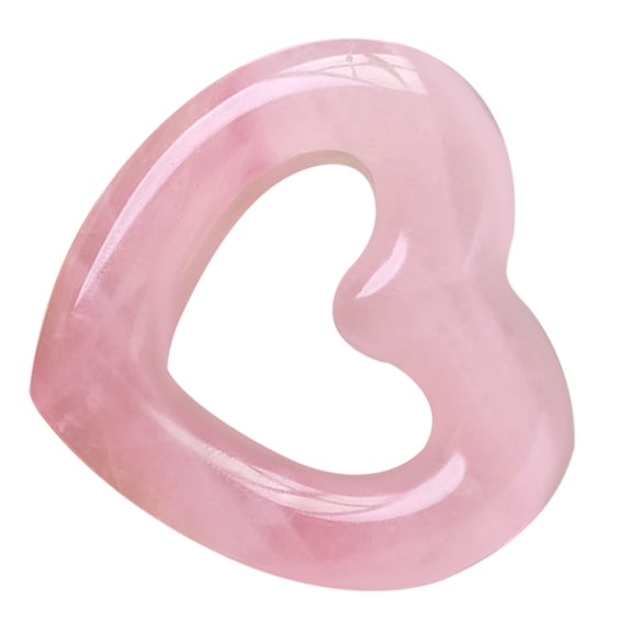 FRCOLOR Pink Heart Shaped Crystal Stone for Decor with Engraving Detail 7 Pieces Small Size