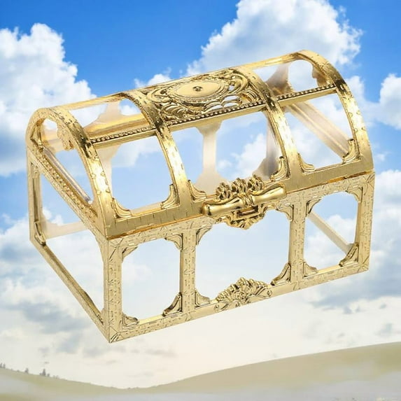 FRCOLOR Assorted Color Plastic Treasure Box with Transparent Drawing Texture for Jewelry Storage