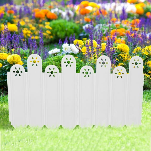 WASHWEPE Plastic Fence Panels White For Garden Edging 1Set