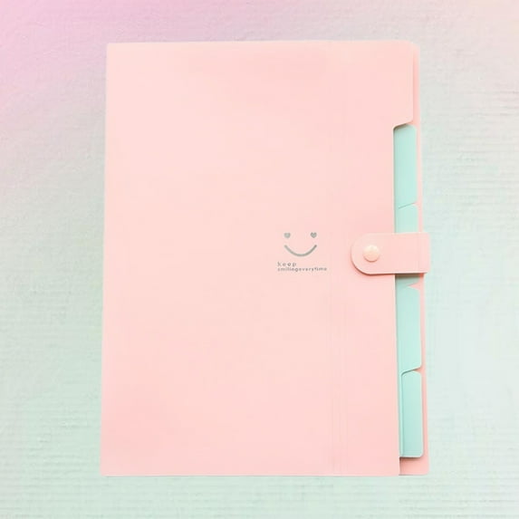 FRCOLOR Plastic File Folders A4 Size Snap Closure Accordion Folder Document File Folder (Pink)