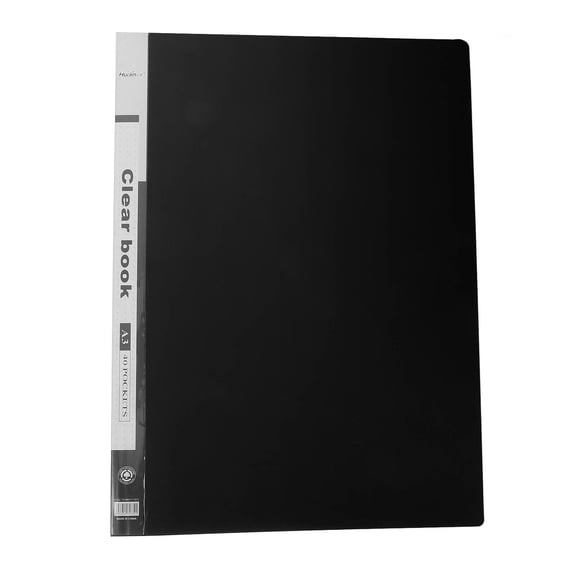 FRCOLOR Plastic Presentation Book Portfolio Folder Pockets File Folder Clear Sleeves Protector Book Document Organizer For Music Sheets Artwork Drawing (A3)