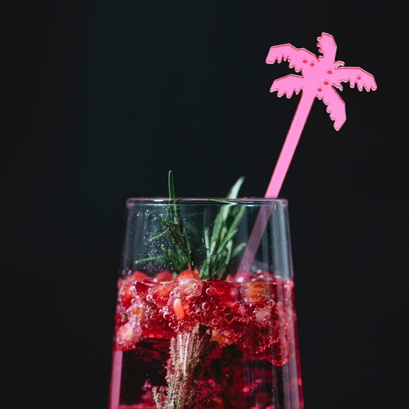 FRCOLOR Plastic Swizzle Sticks for Stirring with Coconut Tree Design Assorted Color 50 Pcs