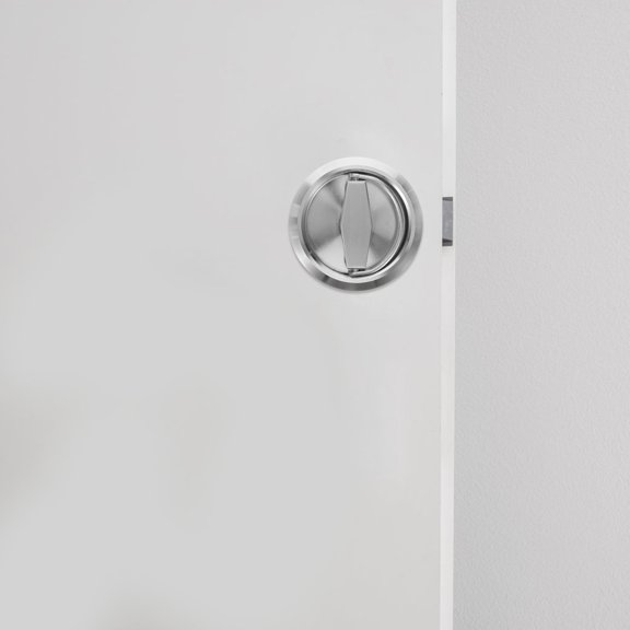 FRCOLOR Pocket Door Lock with Hidden Handle for Home Security Stainless Steel Silver Single or Double Sided 1 Set