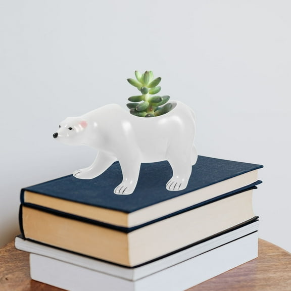 FRCOLOR  Polar Bear Flower Pot Plant Indoor Pots Succulent Planters Succulents Office White