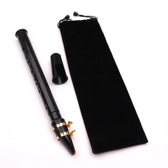 FRCOLOR Portable Pocket Saxophone with 8 Holes for Home Use Black Plastic Mini Straight Woodwind Instrument 6 5 Inches