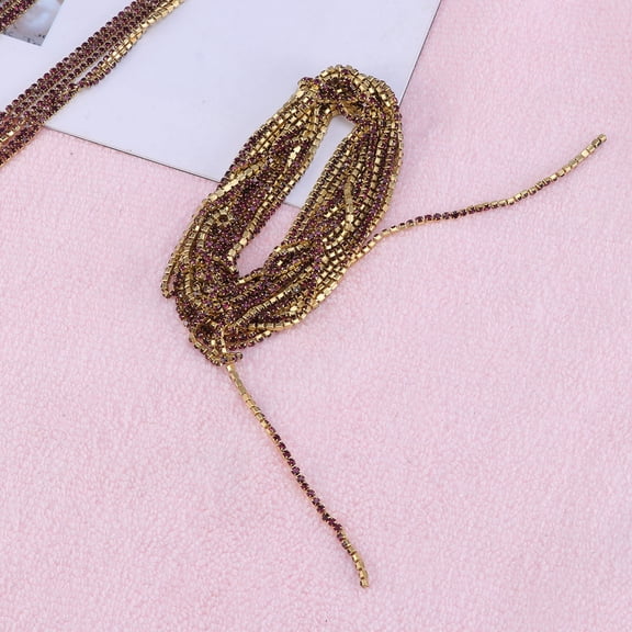 FRCOLOR Purple Glass Crystal Chain for Jewelry Making with Rhinestone Trim 2mm