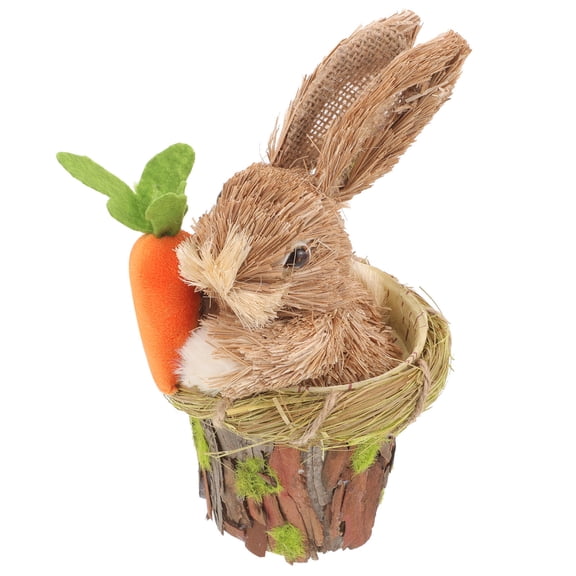 LABSERRON Rabbit Decoration Straw Material For Ornament 1Pack 6.7x4.3x3.7in