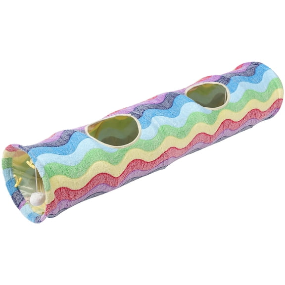 FRCOLOR Rainbow Cat Tunnel Large for Big Cats Toys Collapsible Colorful