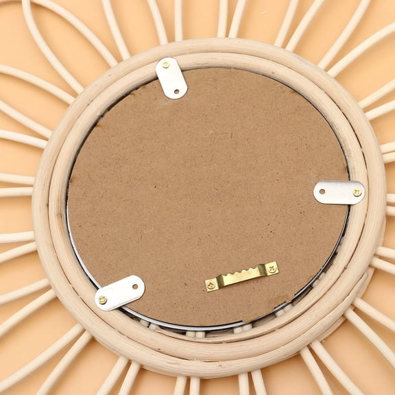 FRCOLOR Ranttan Woven Mirror Light Brown Wall Hanging Mirror Decor for Home Use Glass Photography Prop