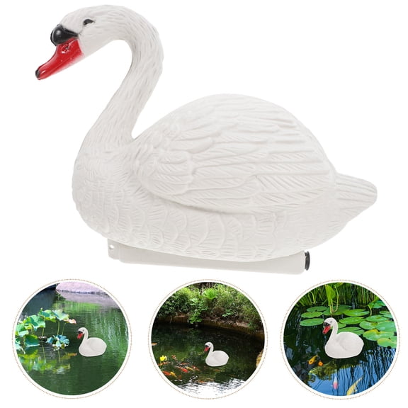 FRCOLOR Realistic Floating Swan Figurine for Garden Waterproof Outdoor Decoration in Multi Color PE Material