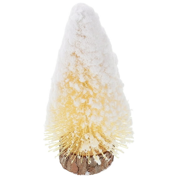 FRCOLOR Realistic Snow Flocked Mini Christmas Tree with Wood Base and Pine Needles for Beige