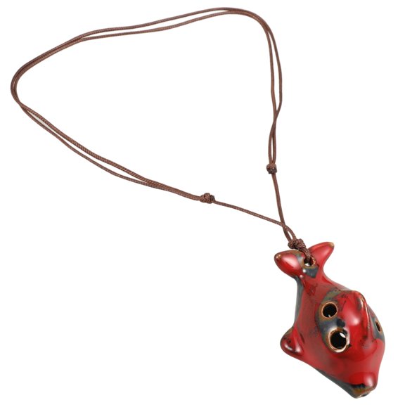 FRCOLOR Red Ceramic Ocarina for Playing with Wonderful Sound and Delicate Design Keep on Hand 4-hole