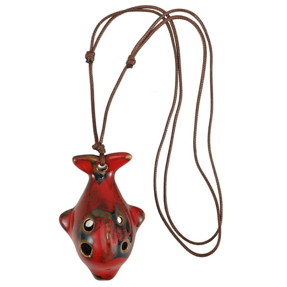 FRCOLOR Red Ceramic Ocarina for Playing with Wonderful Sound and Delicate Dolphin Shape 4-hole Musical