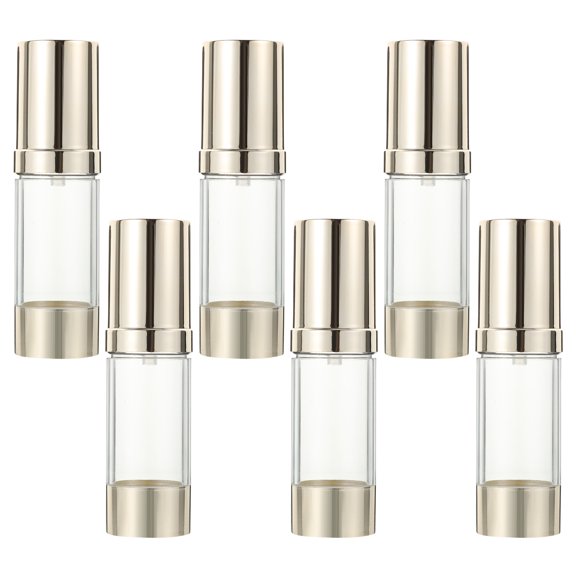 WRISTBIQUE 6-Pack Golden PP Sample Pump Bottles for Lotion, Travel Size Container Set