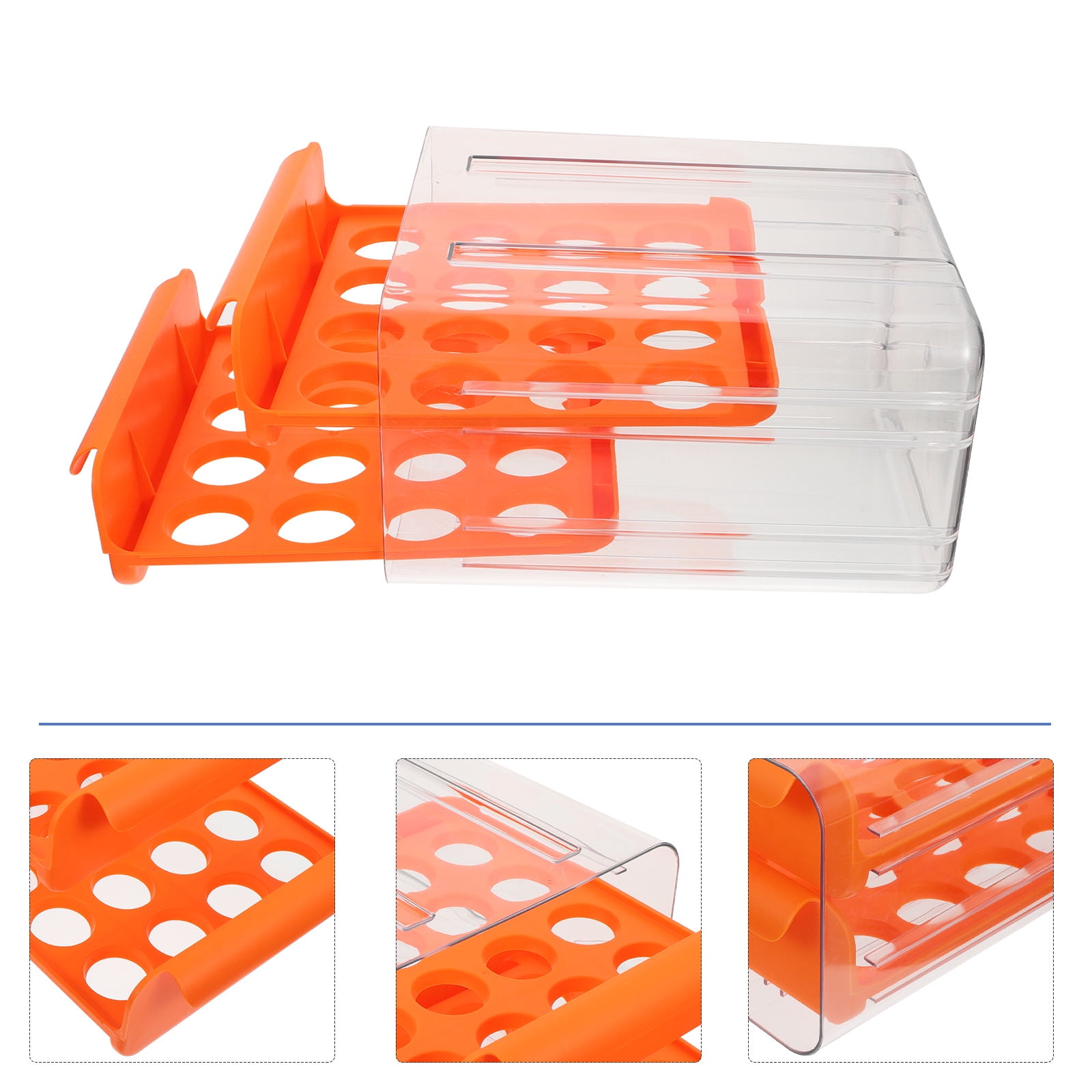 LABSERRON Orange Refrigerator Egg Storage Box Stable Compact Space Saving Egg Organizer