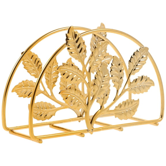 WASHWEPE Golden Napkin Holder Leaf Shaped Iron 1 Pcs 4.60X2.95X1.65in