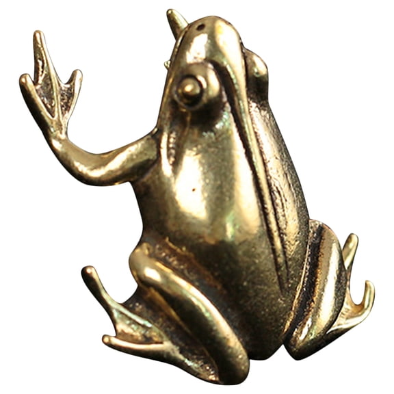FRCOLOR Retro Brass Solid Frog Desktop Decorative Ornament Office
