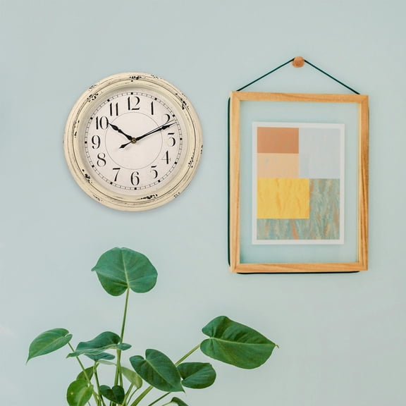 FRCOLOR Retro Silent Wall Clock for Home Decoration Made of Plastic Multi Color 12 Inch