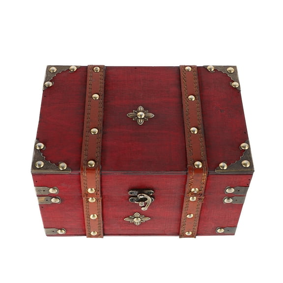 FRCOLOR Retro Storage Chest Lockable Wood Keepsake Box Small Bedroom Organizer With Hinges Cedar Dresser Box With Lock Jewelry And Accessories