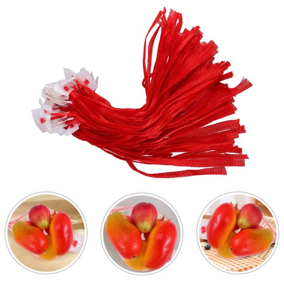 HAKIDZEL Red Mesh Fruit Bags For Long Term Storage 100Pcs 17.72X5.51X0.04In