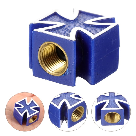 WASHWEPE Car Wheel Valve Caps Blue 1Pack 0.8x0.8x0.5in Abs Copper Core