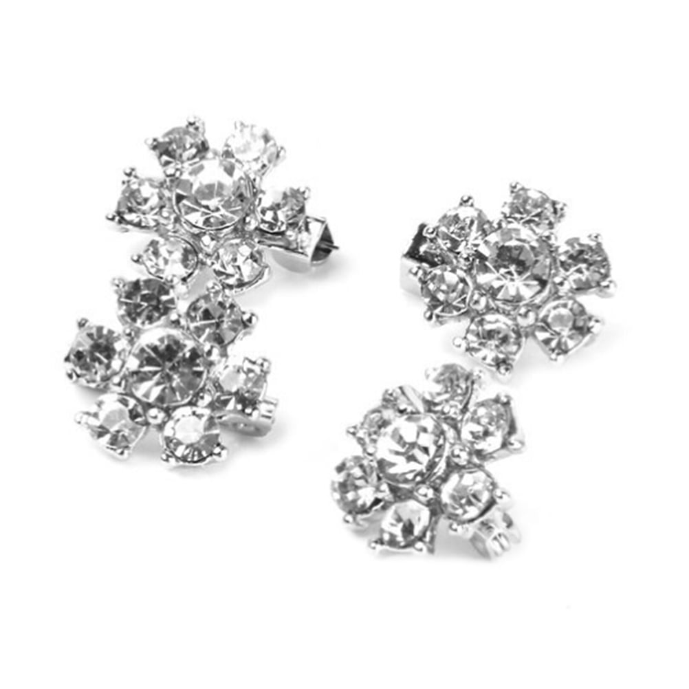 ELAYARD Sweater Pin Brooch Clips Rhinestone Silver 4Set 0.59x0.59 Inch