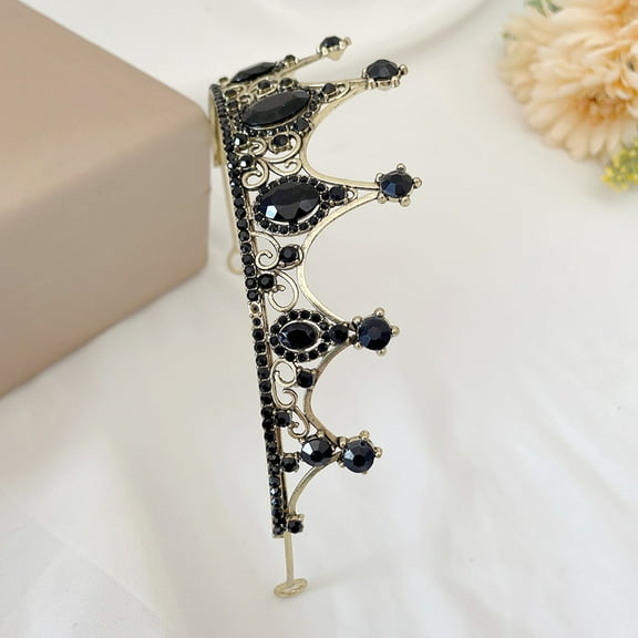 LABSERRON Rhinestone Crowns Black for Holiday 1Pack